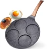 Poele Pour Oeufs en Granit Avec Quatre Trous Black Wood 26 cm