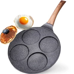 Poele Pour Oeufs en Granit Avec Quatre Trous Black Wood 26 cm