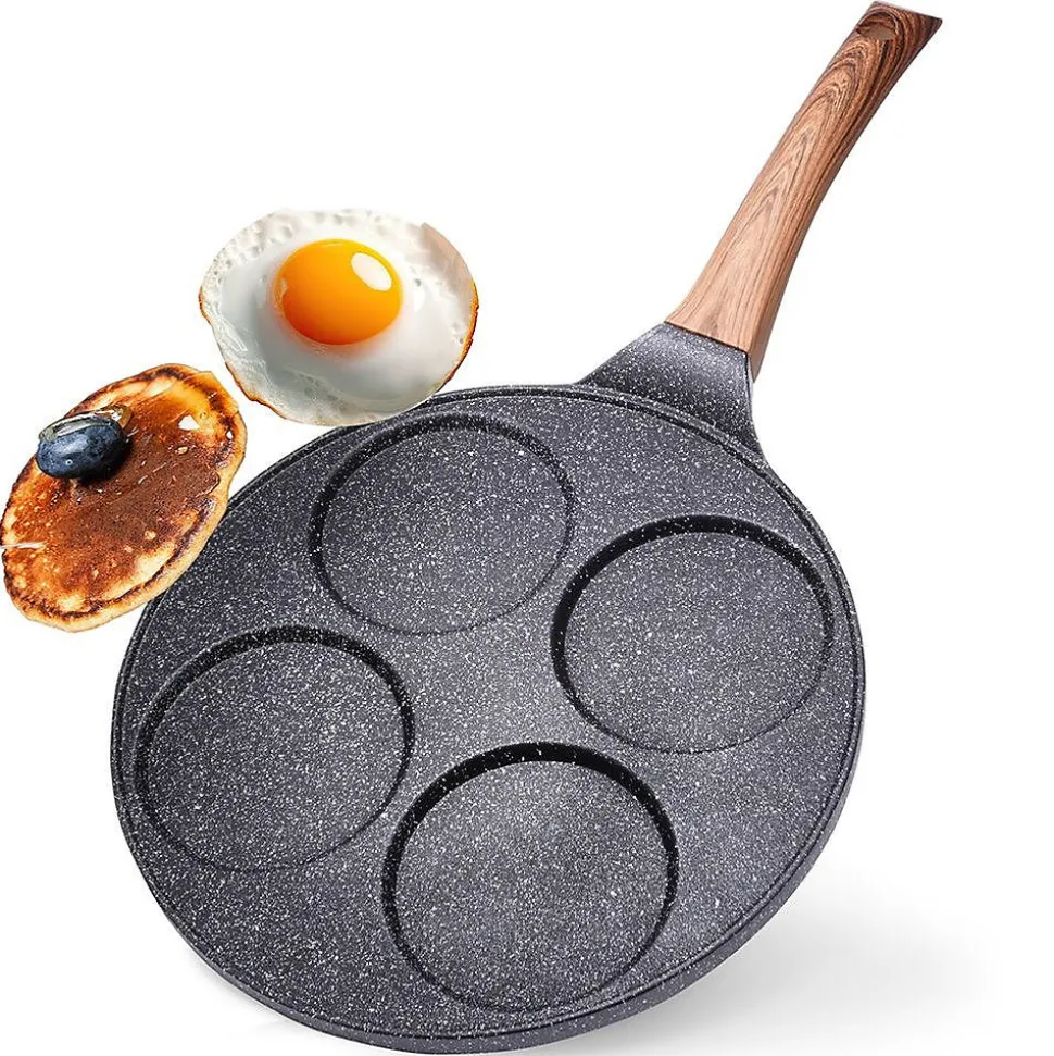 Poele Pour Oeufs en Granit Avec Quatre Trous Black Wood 26 cm