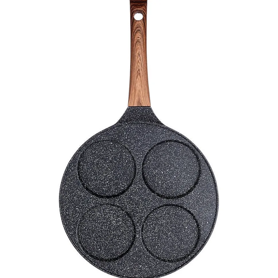 Poele Pour Oeufs en Granit Avec Quatre Trous Black Wood 26 cm