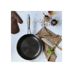 Poele sauteuse Ogo POELE BLACK CUBE 28 CM EN ACIER INOXYDABLE FOND NID D ABEILLE TOUS FEUX DONT INDUCTION