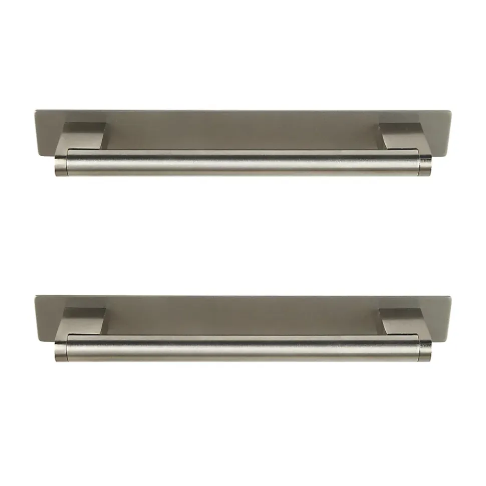 Poignée de meuble de cuisine GoodHome Khara effet nickel L. 18,8 cm, 2 pièces