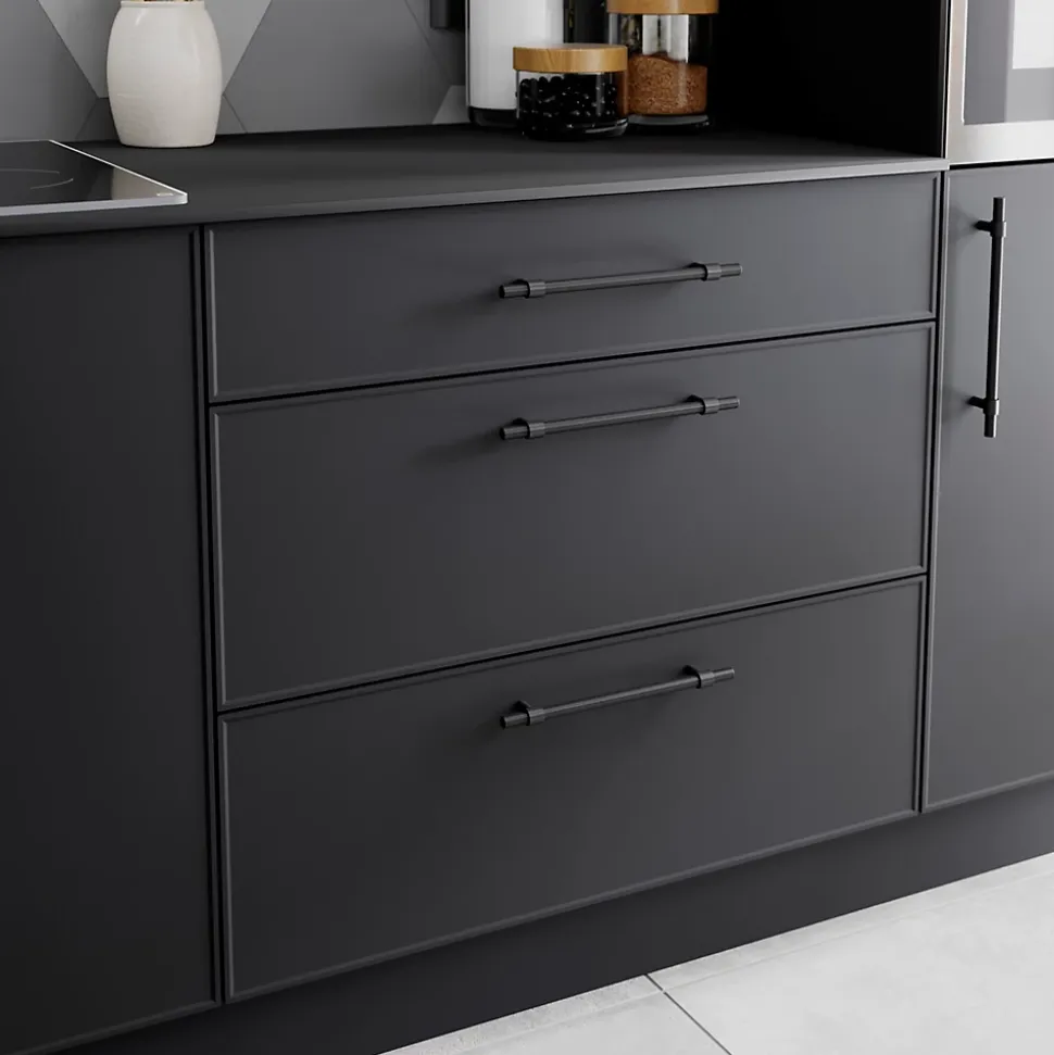 Poignée de meuble de cuisine GoodHome Dukkah noir L. 25,7 cm, 2 pièces