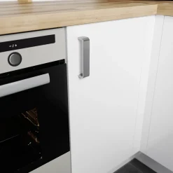 Poignée de meuble de cuisine GoodHome Gara effet nickel L. 13,6 cm, 2 pièces