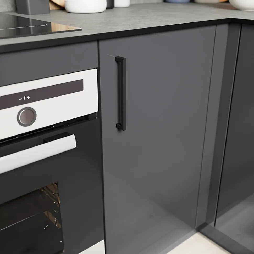 Poignée de meuble de cuisine GoodHome Golpar noir L. 16,9 cm, 2 pièces