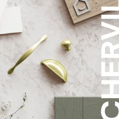 Poignée de meuble de cuisine GoodHome Chervil effet laiton L. 15,86 cm, 2 pièces