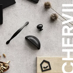 Poignée de meuble de cuisine GoodHome Chervil noir L. 3,2 cm, 2 pièces