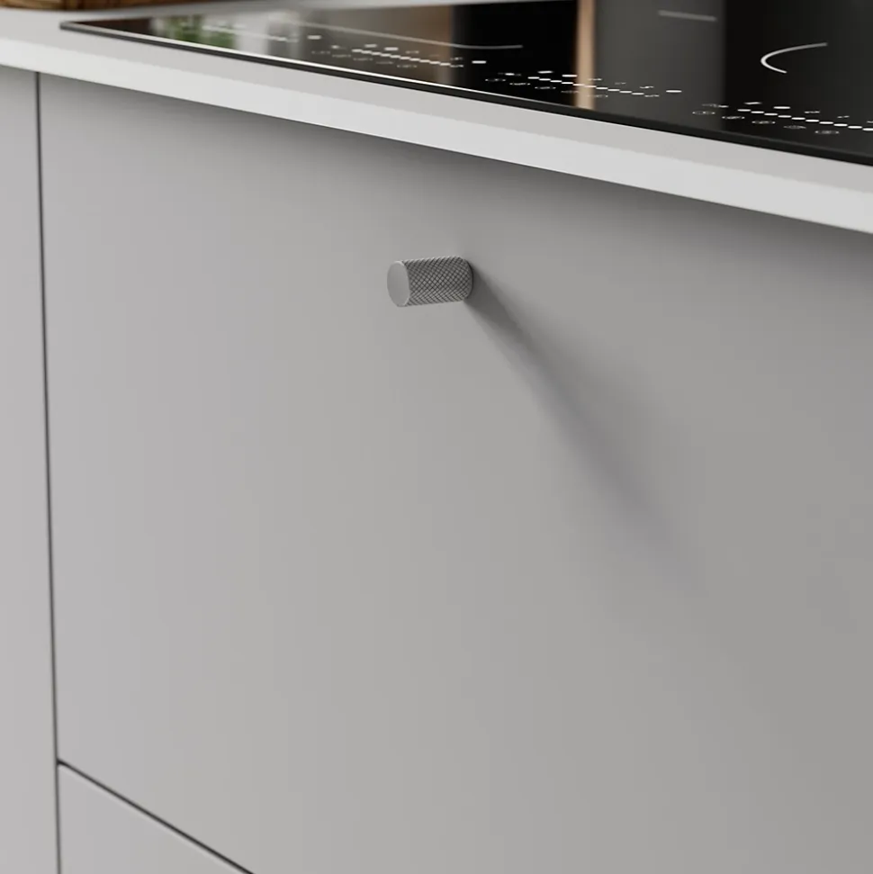 Poignée de meuble de cuisine GoodHome Dukkah effet inox L. 1,8 cm, 2 pièces