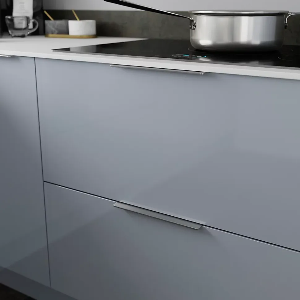 Poignée de meuble de cuisine GoodHome Pequin effet inox L. 25 cm, 2 pièces