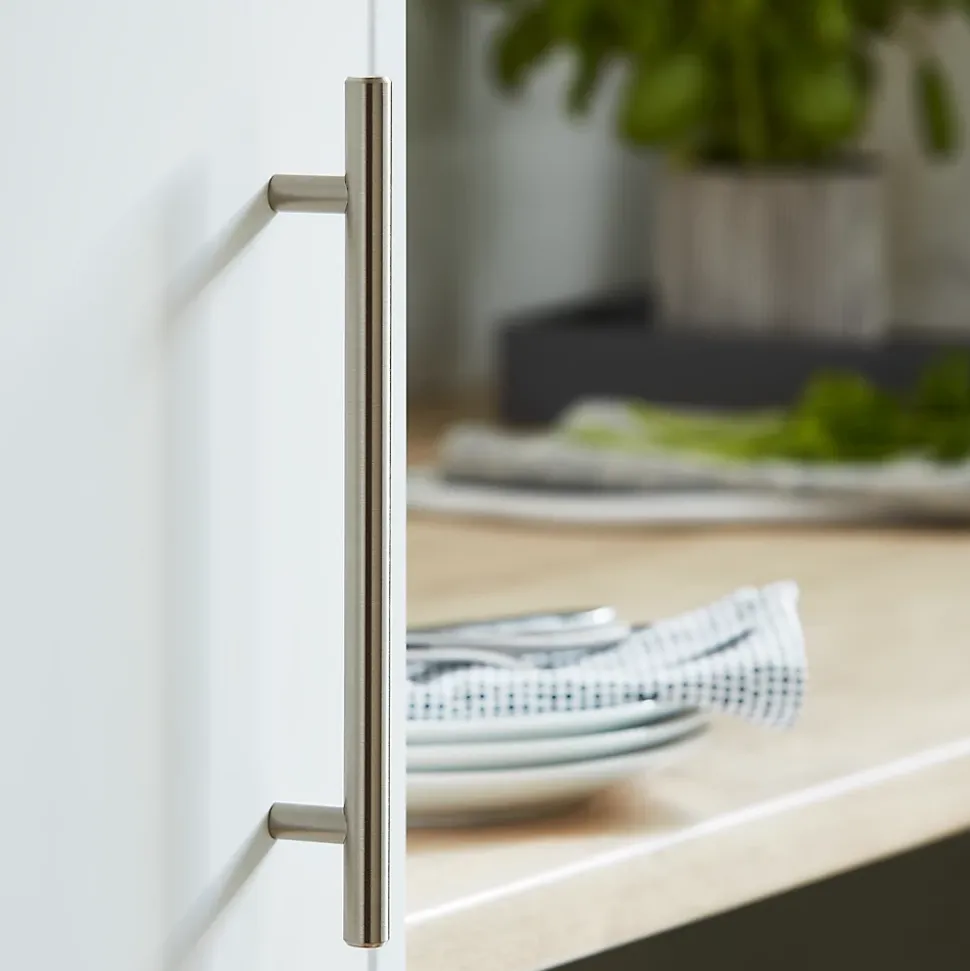 Poignée de meuble de cuisine GoodHome Annatto Argent L. 22 cm, 2 pièces