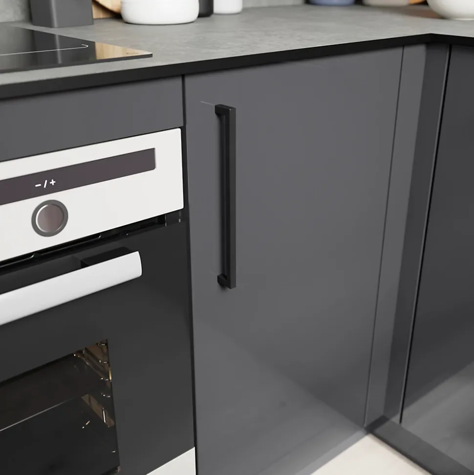 Poignée de meuble de cuisine GoodHome Golpar noir L. 23,3 cm, 2 pièces