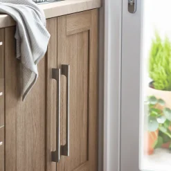 Poignée de meuble de cuisine GoodHome Hikide Argent L. 35.2 cm, 2 pièces