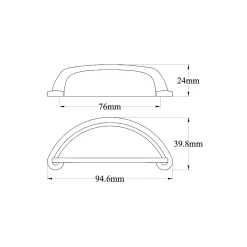 Poignée de meuble de cuisine GoodHome Chervil effet étain L. 9,46 cm, 2 pièces