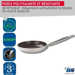 Poêle 32 cm céramique sans PFAS et son couvercle Elo