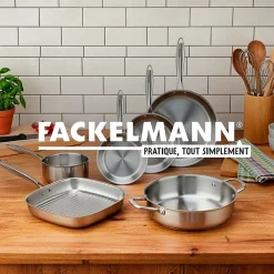 Poêle 24 cm et Sauteuse 24 cm inox 18/10 Triply Fackelmann Vita3