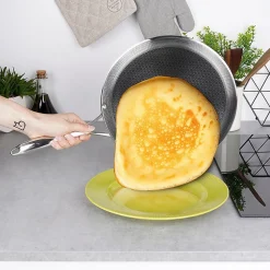 Poêle À Crêpes En Acier Inoxydable COOKCELL 29 Cm Revêtement Antiadhésif Durable Pour Cuisiniers Passionnés