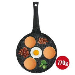 Poêle à crêpes et galettes avec revêtement en marbre 7 emplacements 26cm Herzberg HGCP267HO