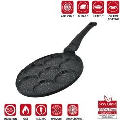 Poêle à crêpes et galettes avec revêtement en marbre 7 emplacements 26cm Herzberg HGCP267HO