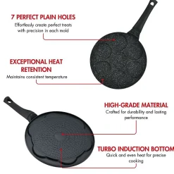 Poêle à crêpes et galettes avec revêtement en marbre 7 emplacements 26cm Herzberg HGCP267HO