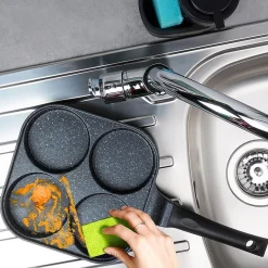 Poêle À Œufs En Granit 4 Trous Diamètre 10 Cm 22x22 Cm Grande