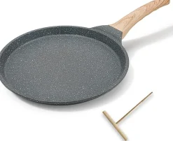 Poêle Crêpière à Crêpes 20 cm avec Revêtement Antiadhésif en Fonte Aluminium - Tous Feux dont Induction noir
