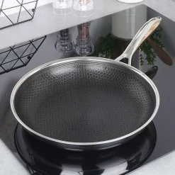 Poêle En Acier Inox Avec Revêtement Antiadhésif COOKCELL 24 Cm Durable Pour Cuisiniers À Domicile Série HYBRYD
