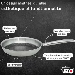 Poêle en acier inoxydable 18/10 28 cm Elo Relief Solution