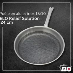 Poêle en acier inoxydable 18/10 24 cm Elo Relief Solution
