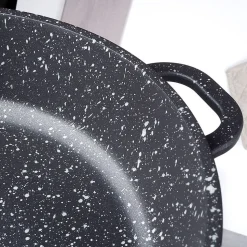 Poêle En Granit GRANDE 28 Cm Avec Couvercle En Verre Antiadhésive Pour Cuisiniers Domestiques Indispensable Aluminium Noir