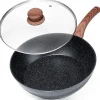 Poêle En Granit Noire Avec Couvercle Verre 28 Cm 3,5 L Blackwood Idéale Pour Cuisson Sauté