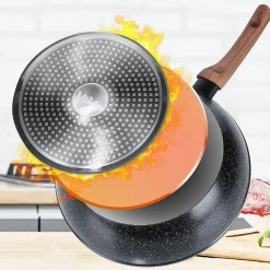 Poêle En Granit Noire Avec Couvercle Verre 28 Cm 3,5 L Blackwood Idéale Pour Cuisson Sauté