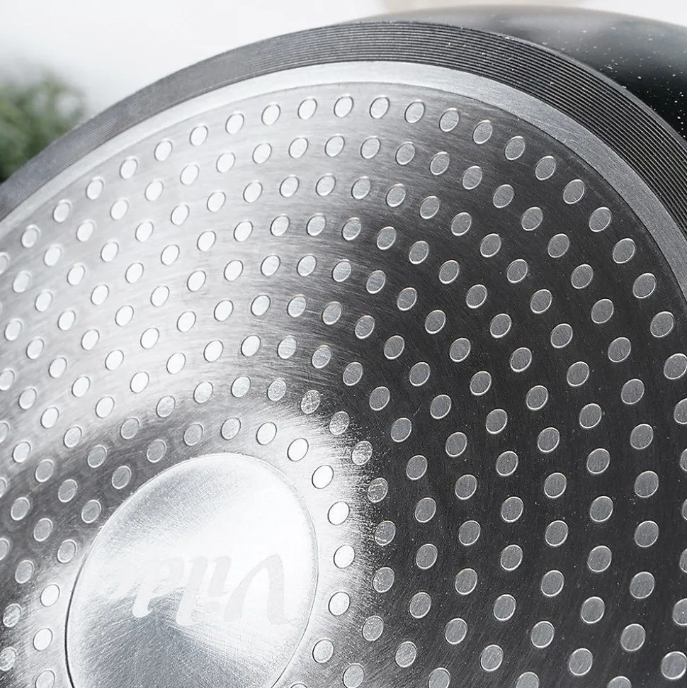 Poêle En Granit Noire Avec Couvercle Verre 28 Cm 3,5 L Blackwood Idéale Pour Cuisson Sauté