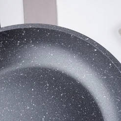 Poêle Granit GRANDE 28 cm Avec Couvercle En Verre Durable Antiadhésive Pour Cuisiniers Domestiques