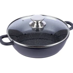 Poêle Granit GRANDE 24 cm Avec Couvercle Verre Antiadhésif 2,5 L Pour Cuisiniers Exigeants