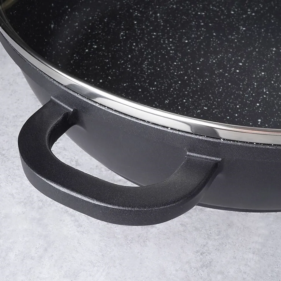 Poêle Granit GRANDE 24 cm Avec Couvercle Verre Antiadhésif 2,5 L Pour Cuisiniers Exigeants