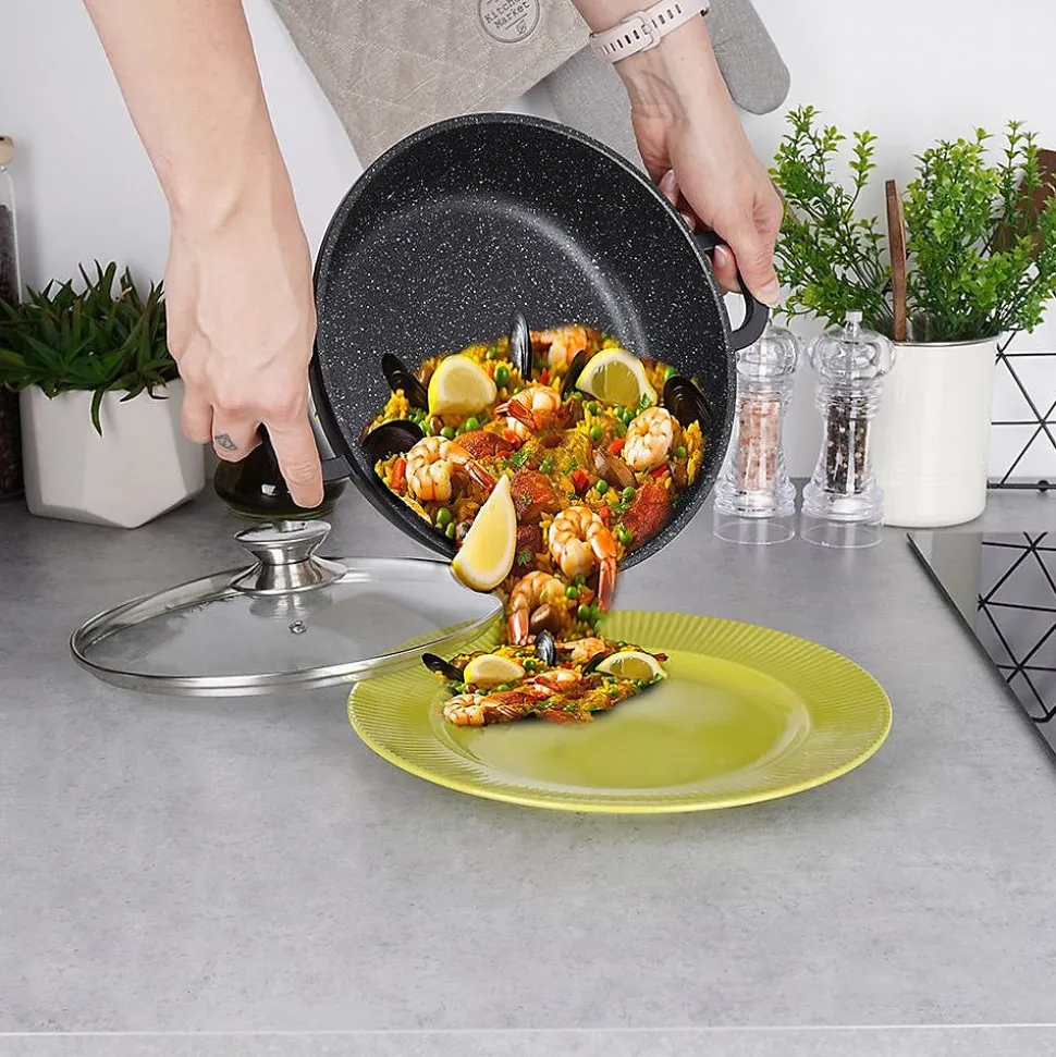 Poêle Granit GRANDE 24 cm Avec Couvercle Verre Antiadhésif 2,5 L Pour Cuisiniers Exigeants