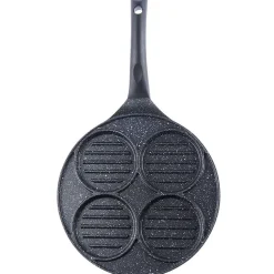 Poêle Gril En Granit Avec Quatre Ouvertures Pour Burgers Et Œufs Grande 26,5 cm