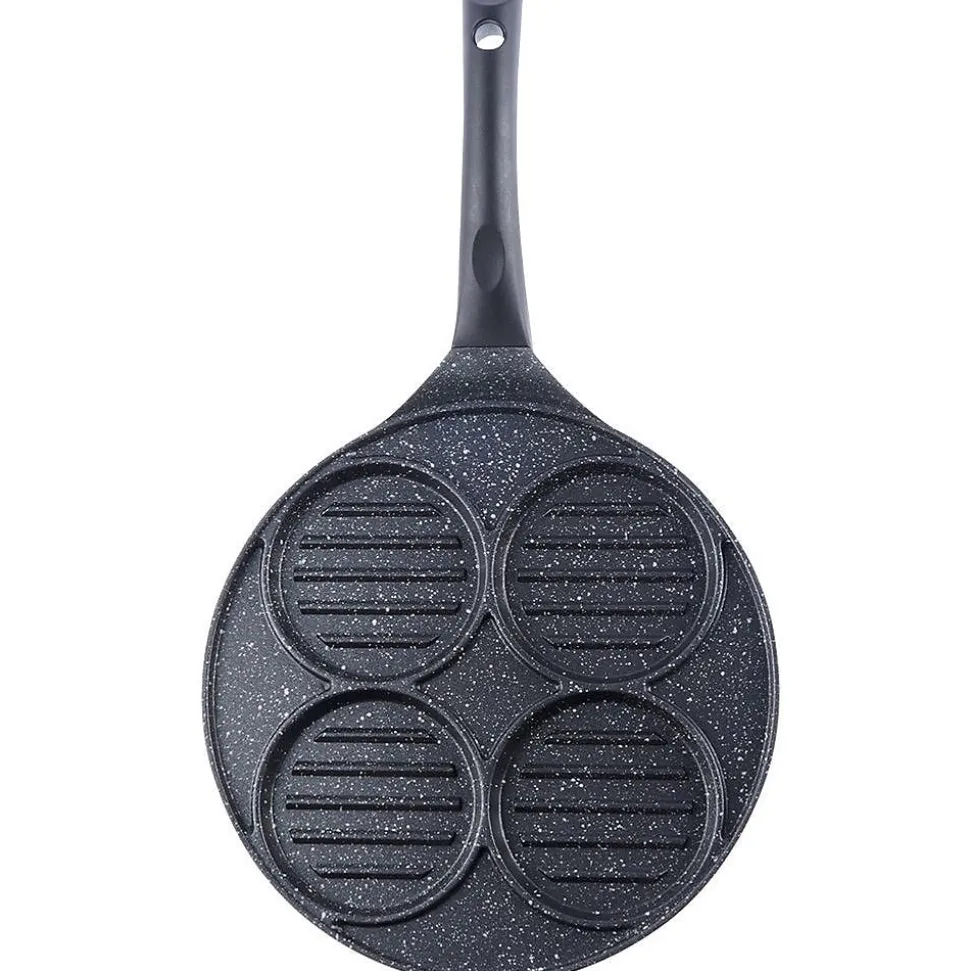 Poêle Gril En Granit Avec Quatre Ouvertures Pour Burgers Et Œufs Grande 26,5 cm