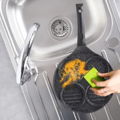 Poêle Gril En Granit Avec Quatre Ouvertures Pour Burgers Et Œufs Grande 26,5 cm