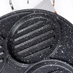 Poêle Gril En Granit Avec Quatre Ouvertures Pour Burgers Et Œufs Grande 26,5 cm