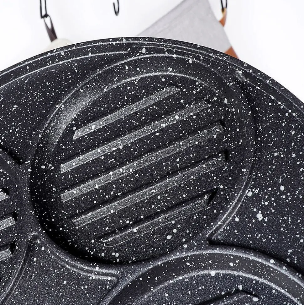 Poêle Gril En Granit Avec Quatre Ouvertures Pour Burgers Et Œufs Grande 26,5 cm