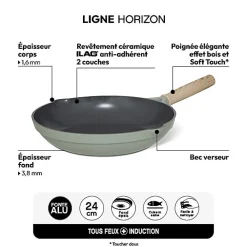 Poêle Horizon en aluminium forgé vert D24cm - Vert- 5five