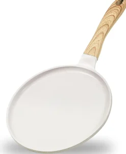 Poêle polyvalente antiadhésive en aluminium 24 cm marron blanc