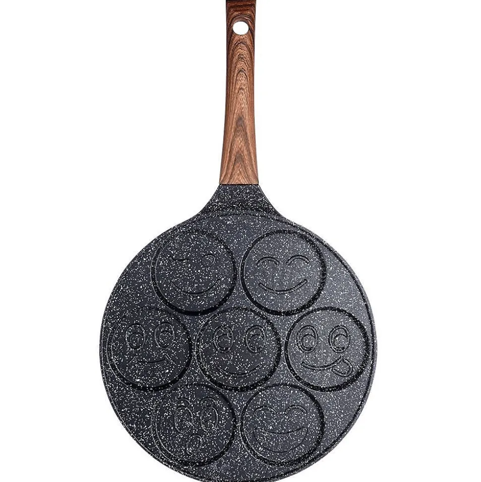 Poêle Œufs Granit 7 Alvéoles de 8 cm Antiadhésive Black Wood 26 cm