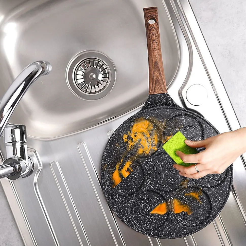 Poêle Œufs Granit 7 Alvéoles de 8 cm Antiadhésive Black Wood 26 cm