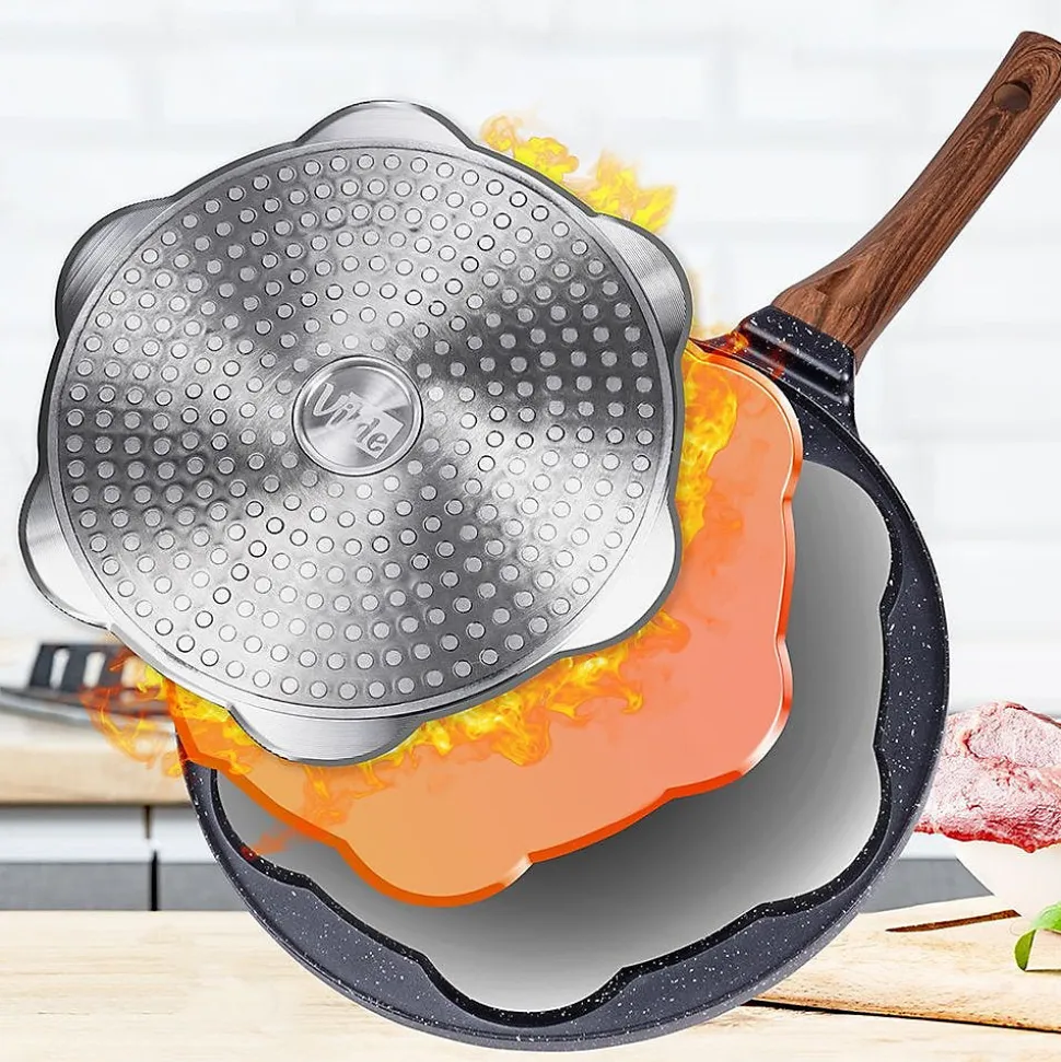 Poêle Œufs Granit 7 Alvéoles de 8 cm Antiadhésive Black Wood 26 cm