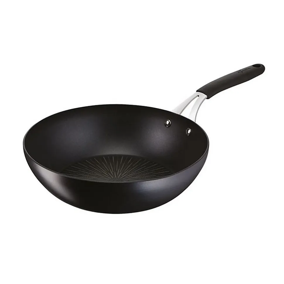 Poêle wok aluminium 28cm noir Lagostina 012165041828 tempra