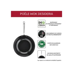 Poêle wok en aluminium 28cm noir Lagostina 010275041828 desideria