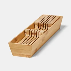 Porte couteaux GoodHome Nitaki bambou 40 x 9 cm, 5 compartiments