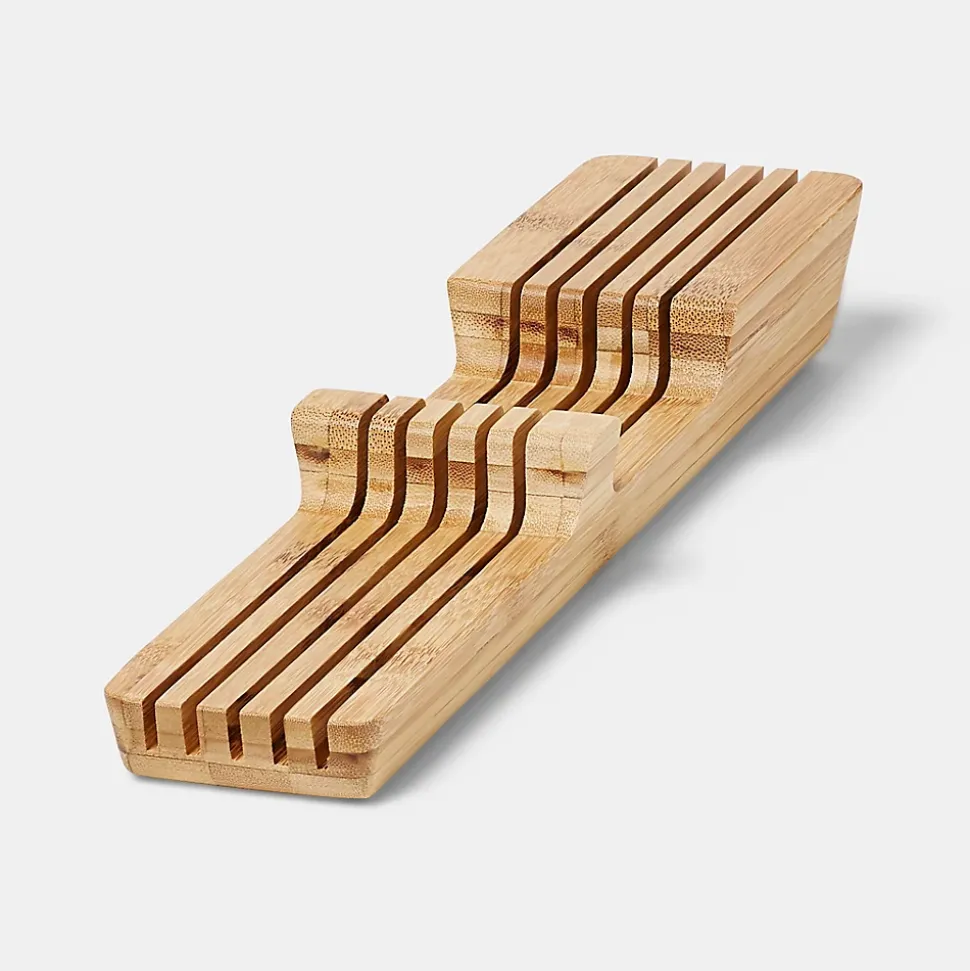 Porte couteaux GoodHome Nitaki bambou 40 x 9 cm, 5 compartiments
